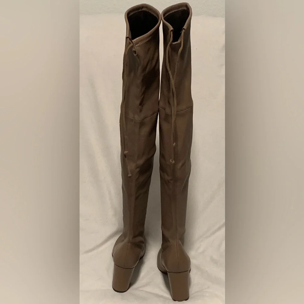 NEW Stuart Weitzman Zuzanna Over The Knee Stretch Taupe Leather Boot Size 8